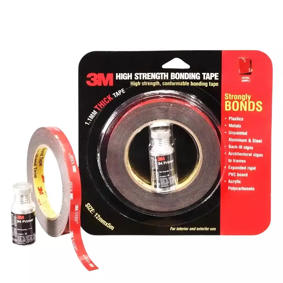3M Bonding Tape With Primer Kit 12 mm Width 5 m Length Black
