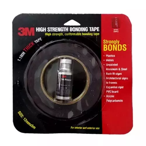 3M High Strength Bonding Tape Roll 12 mm Width 5 m Length for Industrial Use, (Pack of 5 Rolls)