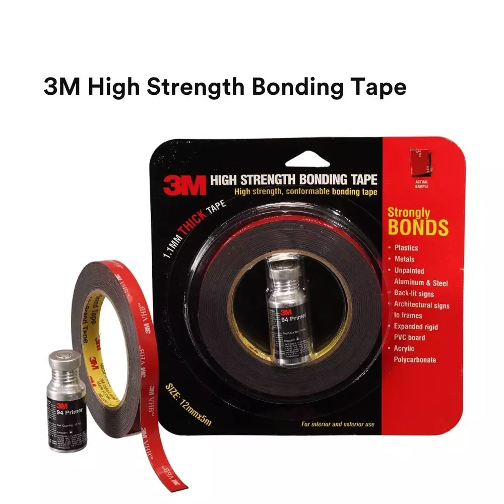 3M Hi Strength Bond Tape 12 mm x 5 m High Temperature Resistant Plastic Black, IA120100531