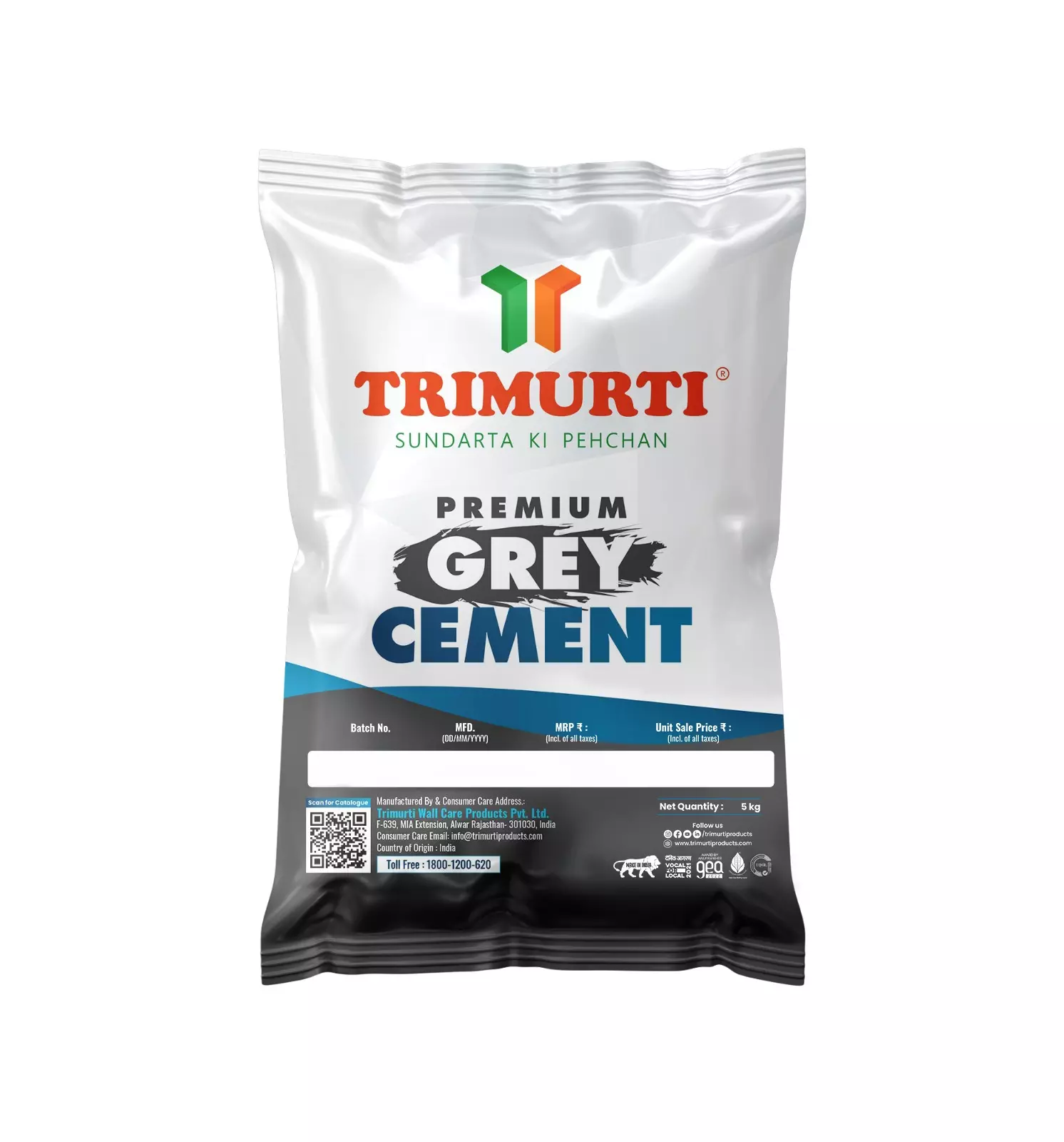 Trimurti Water Resistant Premium Grey Cement 5 Kg, PGC5KG