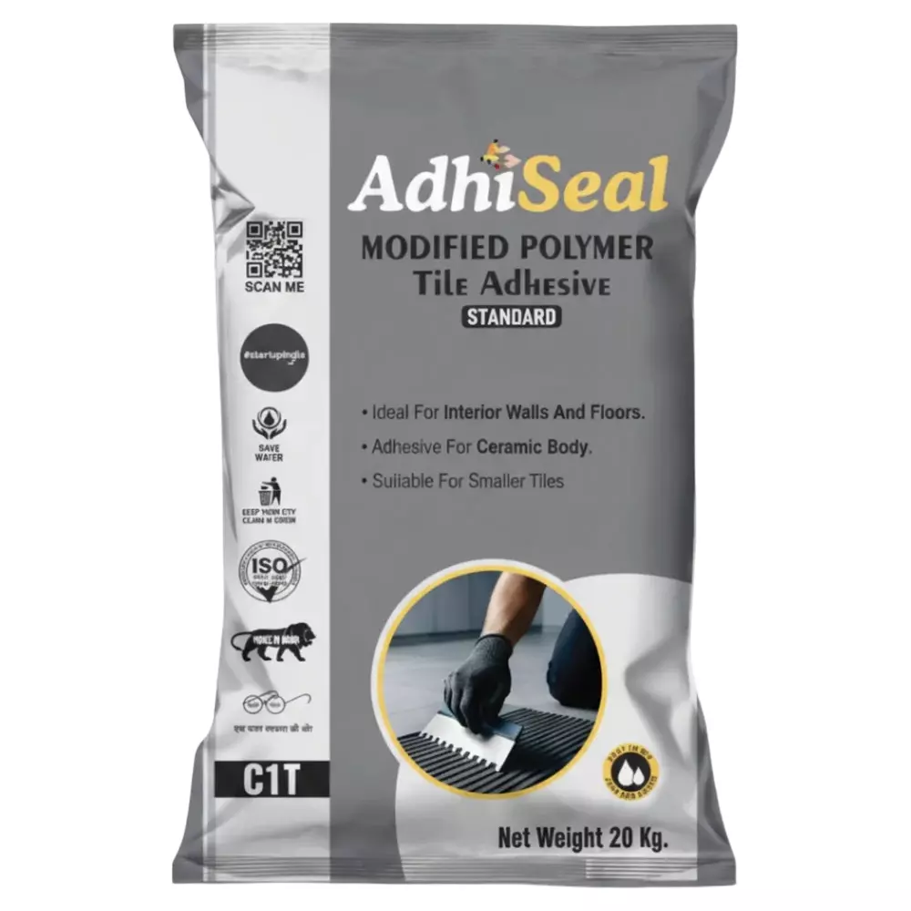Adhiseal 20 Kg Type 1 — C1T Floor Tile Adhesive 25 Minutes Open Time and 0.76 N/mm² Tensile Adhesion Strength, Grey