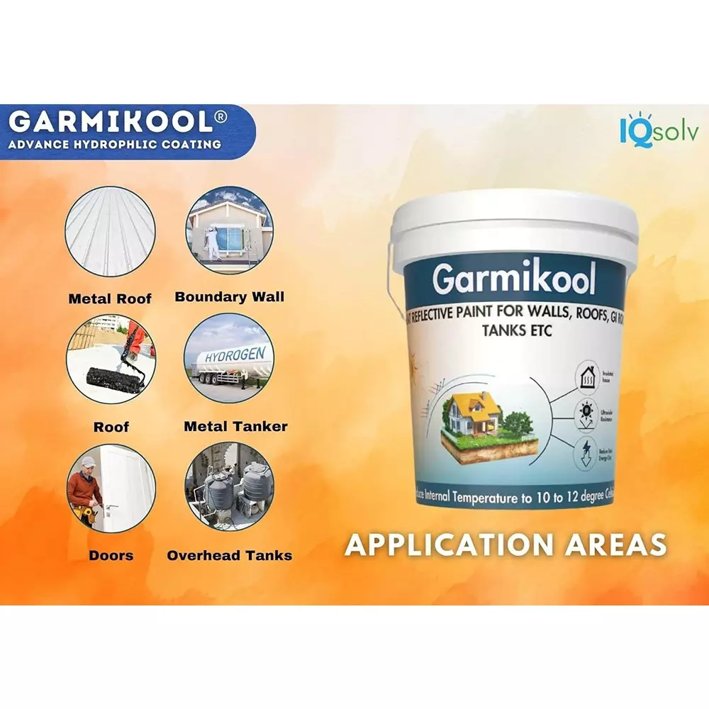 IQSolv Garmikool Heatproof Chemical 10 Kg Bucket Liquid Gloss Finish White for Interior & Exterior