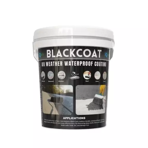 IQSolv Black Coat Superior Waterproofing Epoxy-Alkyd Chemical 1 Kg Bucket Liquid Black for Interior & Exterior