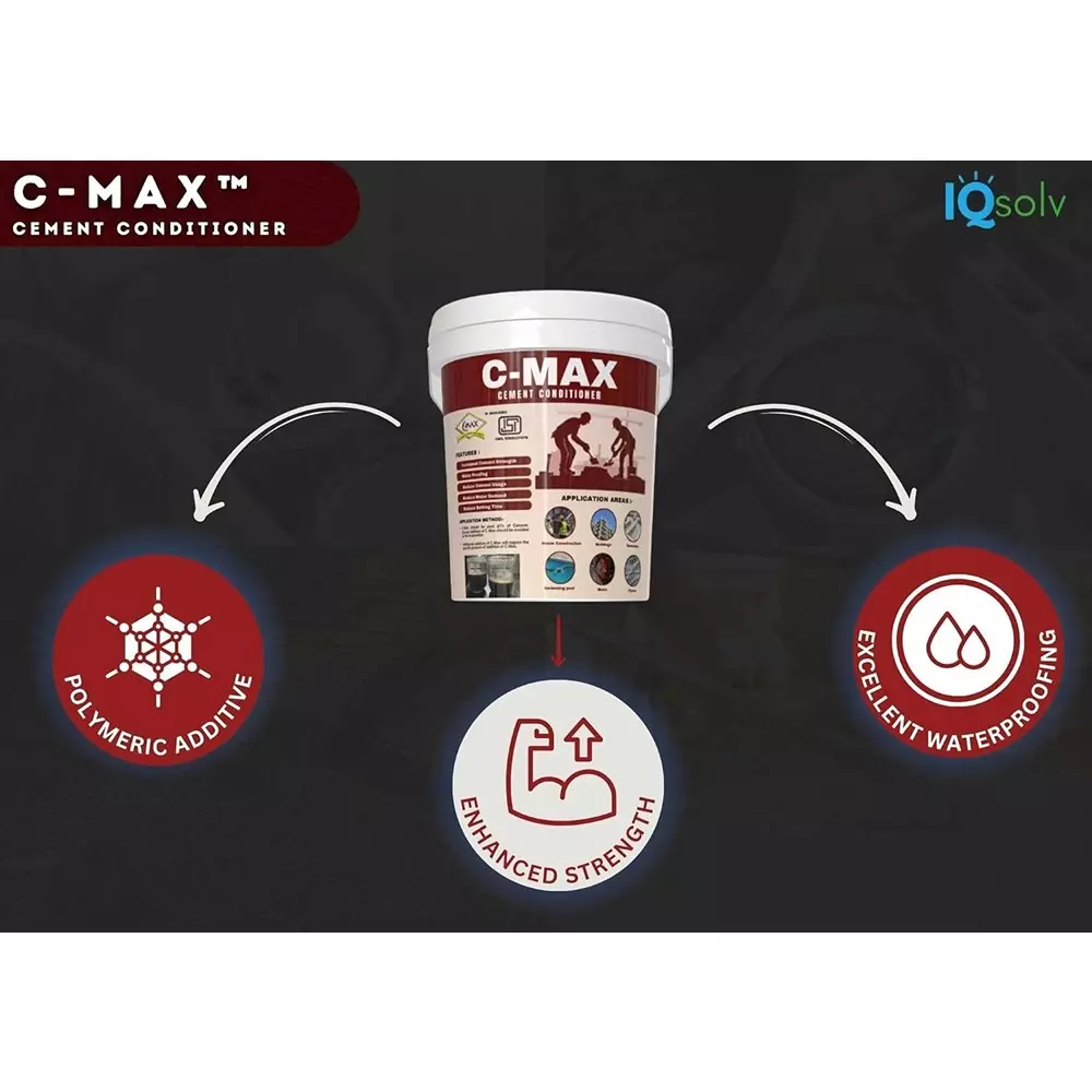 IQSolv C-Max Cement Conditioner Waterproof Chemical 25 Kg Bucket Liquid for Concrete & Exterior