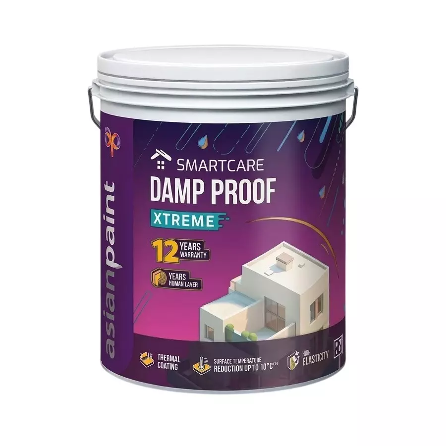 Asian Paints Smart Care Damp Proof Xtreme Waterproofing Solution White Matte Finish 4 L Container Liquid Form for Interior & Exterior Walls Use
