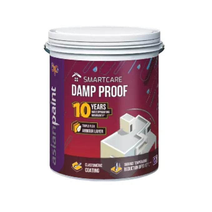 Asian Paints 4 L White Smartcare Damp Proof for Building Roofs, Terraces, Parapets, 1048