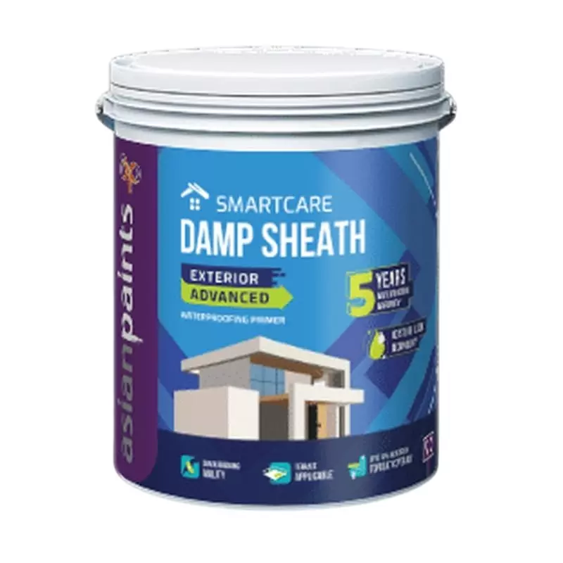 Asian Paints Smart Care Damp Sheath Exterior Advanced Waterproofing Crack Bridging 4 L Capacity Matte Finish White Color, AP-6791-0908-4L