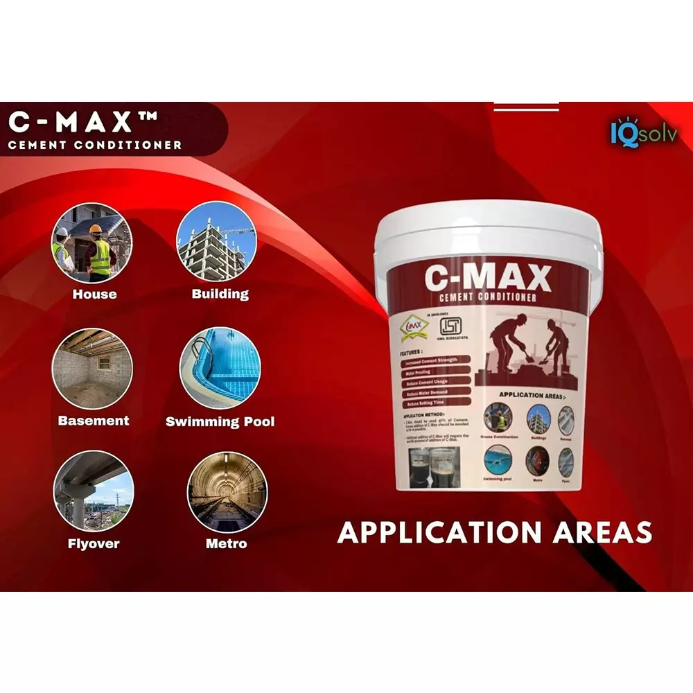 IQSolv C-Max Cement Conditioner Waterproof Chemical 1 Kg Bucket Liquid for Concrete & Exterior