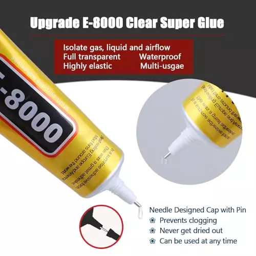 SCHOFIC Glue Sealant Adhesive Clear for DIY Phone Border Diamond Clothes, ‎E8000 (Pack of ‎2)