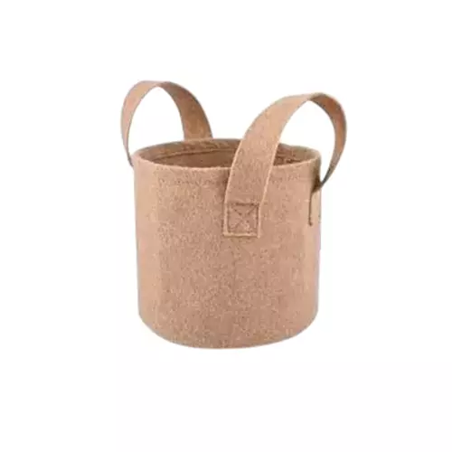 ORILEY Plant Growing Bag with Sturdy Handle Size 8x8 inch 500 GSM Round Beige, OR-RGB-275 (Pack of 5)