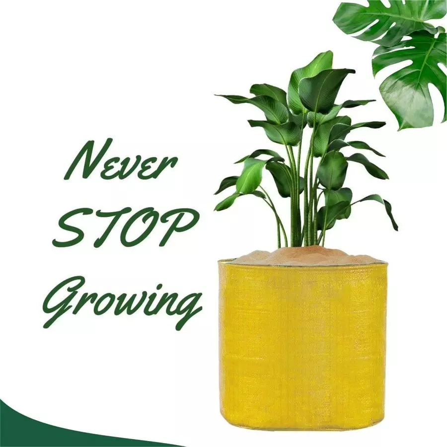 Singhal Plant Grow Bags Yellow HDPE Round UV Resistant 12x9 inch