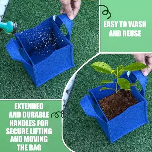 ORILEY Plant Growing Bag Size 10x10x10 inch 300 GSM Square Blue, OR-SQGB-76 (Pack of 2)