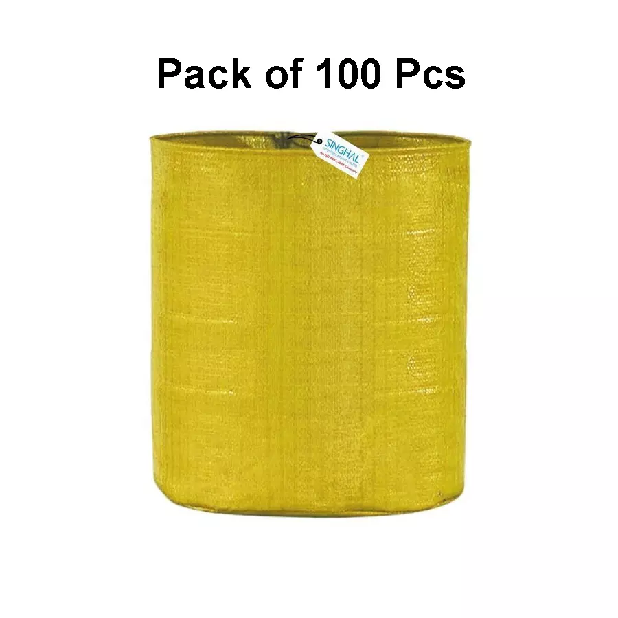 Singhal Plant Grow Bags Yellow HDPE Round UV Resistant 15x15 inch (Pack of 100 Pcs)