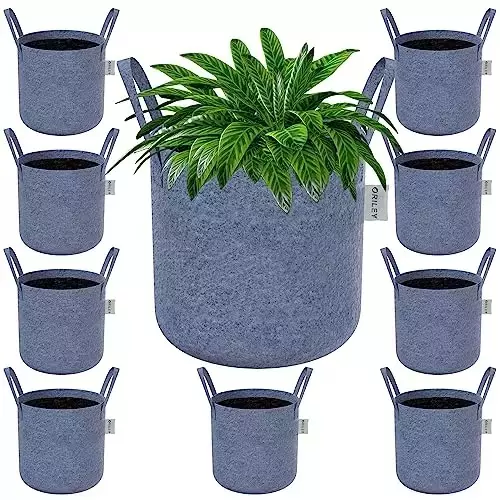 ORILEY Plant Growing Bag with Sturdy Handle Size 15x15 inch 500 GSM Round Grey, OR-RGB-222 (Pack of 10)