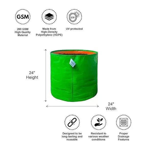 singhal-uv-protected-grow-bags-hdpe-round-shape-260-gsm-12x15-inch-size-green-gb260gsm_12x15_p100-pack-of-100-pcs