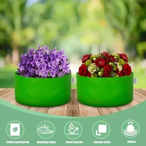 ORILEY Plant Growing Bag Size 12x6 inch 250 GSM Round Without Handle Green, OR-HDPGB-05 (Pack of 2)