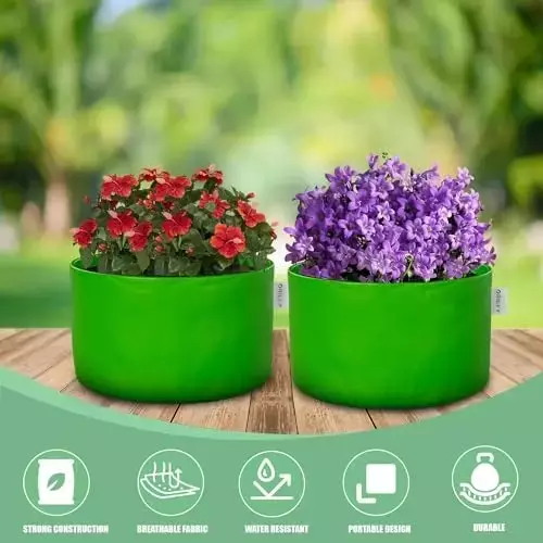 ORILEY Plant Growing Bag Size 8x8 inch 250 GSM Round Without Handle Green, OR-HDPGB-12 (Pack of 2)