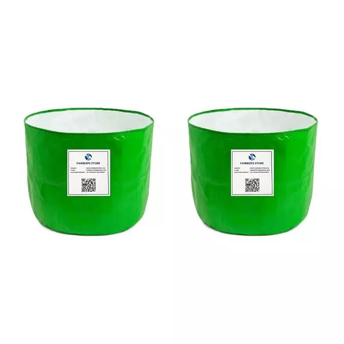 FAIRBIZPS Grow Bag HDPE Material Size 12x12 Capacity 20 L Green Color for Terrace, Balcony & Outdoor Gardening, FBHDPE19625 (Pack of 2)