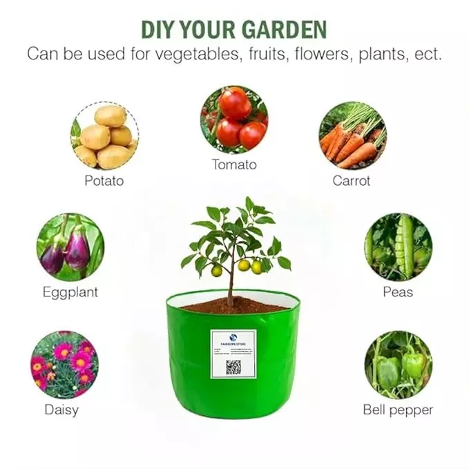FAIRBIZPS Grow Bag HDPE Material Size 12x12 Capacity 20 L Green Color for Terrace, Balcony & Outdoor Gardening, FBHDPE19625 (Pack of 2)