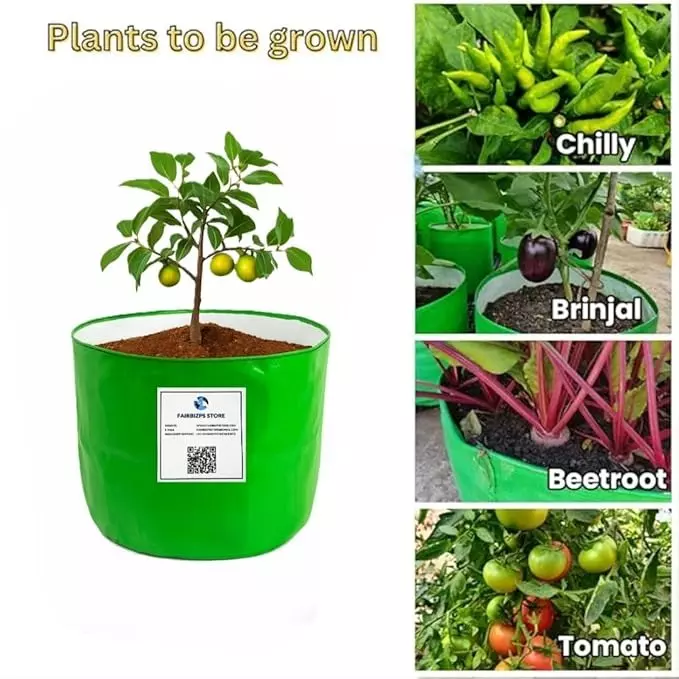 FAIRBIZPS Grow Bag HDPE Material Size 12x12 Capacity 20 L Green Color for Terrace, Balcony & Outdoor Gardening, FBHDPE19625 (Pack of 2)
