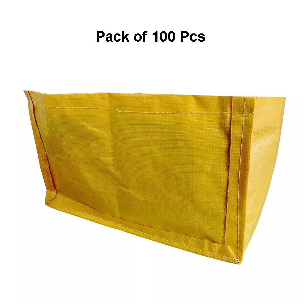 Singhal Plant Grow Bags 18x12x12 inch Yellow HDPE Rectangular (Pack of 100 Pcs)
