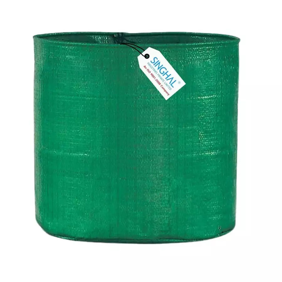SINGHAL UV Protected Grow Bags HDPE Round Shape 15x15 inch Size Green, GB_15x15_P15 (Pack of 15 Pcs)