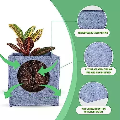 ORILEY Plant Growing Bag Size 6x6x6 inch 300 GSM Square Grey, OR-SQGB-08 (Pack of 3)