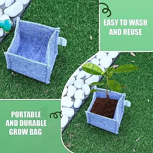 ORILEY Plant Growing Bag Size 6x6x6 inch 300 GSM Square Grey, OR-SQGB-08 (Pack of 3)
