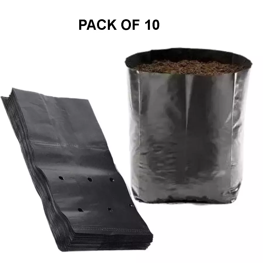Singhal Plant Grow Bags 4x5 inch Black HDPE (Pack of 10 Pcs)