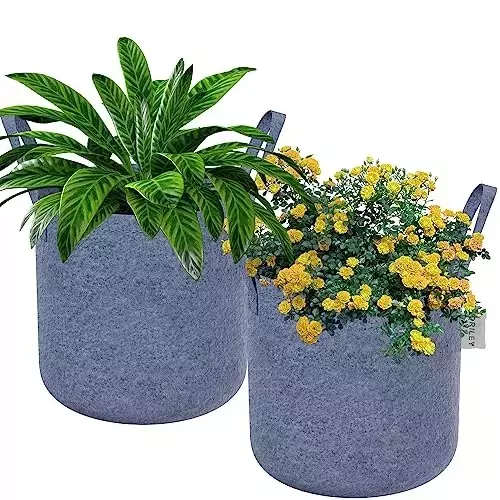 ORILEY Plant Growing Bag with Sturdy Handle Size 10x10 inch 500 GSM Round Grey, OR-RGB-196 (Pack of 2)