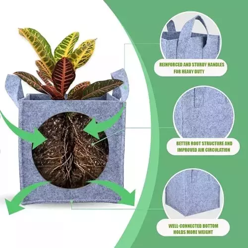 ORILEY Plant Growing Bag Size 15x15x15 inch 400 GSM Square Grey, OR-SQGB-30 (Pack of 2)
