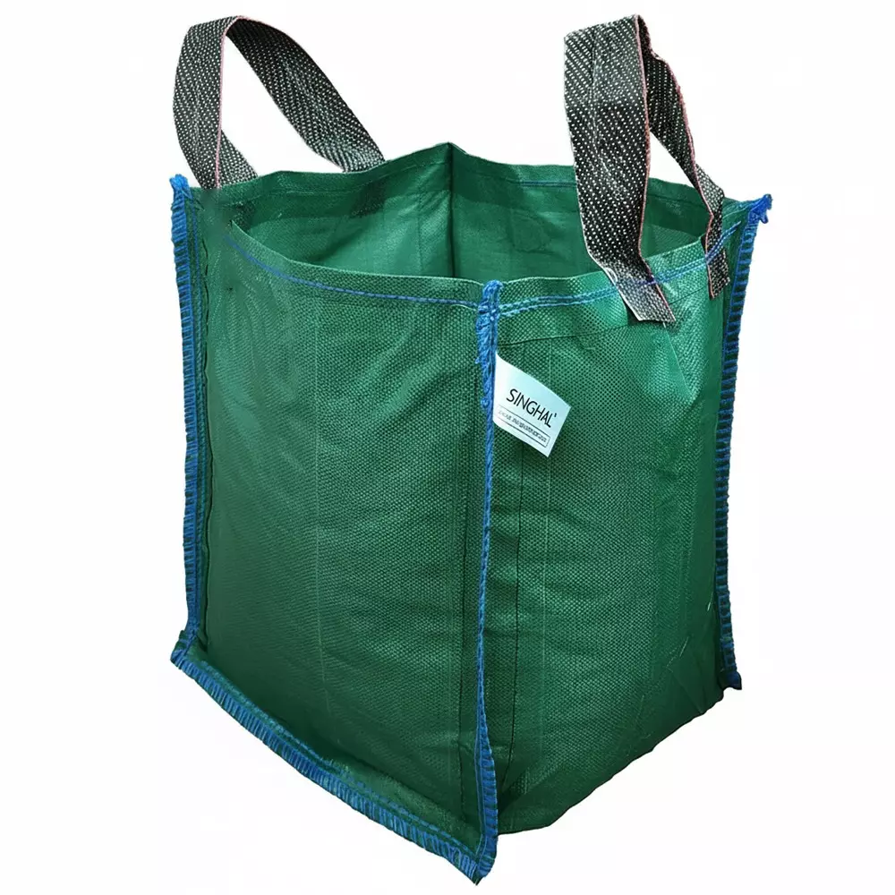 Singhal Plant Grow Bags with Handle 18x18 inch Green HDPE Square (Pack of 5 Pcs)