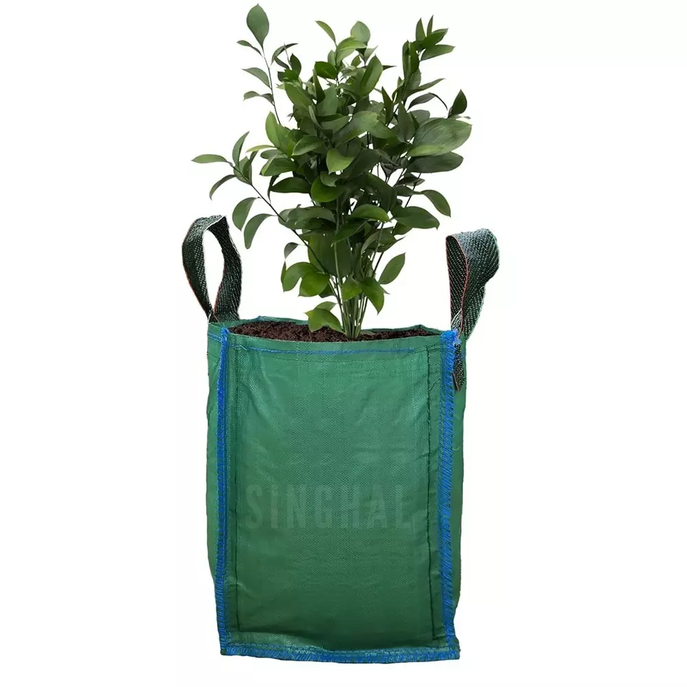Singhal Plant Grow Bags with Handle 18x24 inch Green HDPE Square (Pack of 50 Pcs)