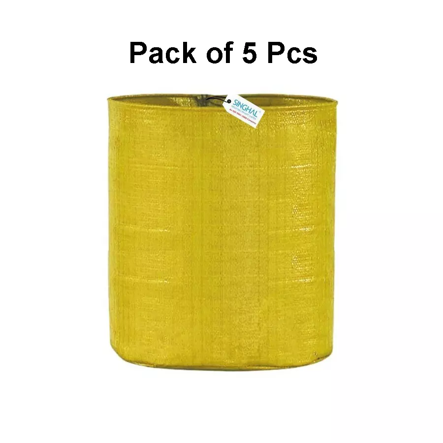 singhal-plant-grow-bags-yellow-hdpe-round-uv-resistant-15x15-inch-pack-of-5-pcs