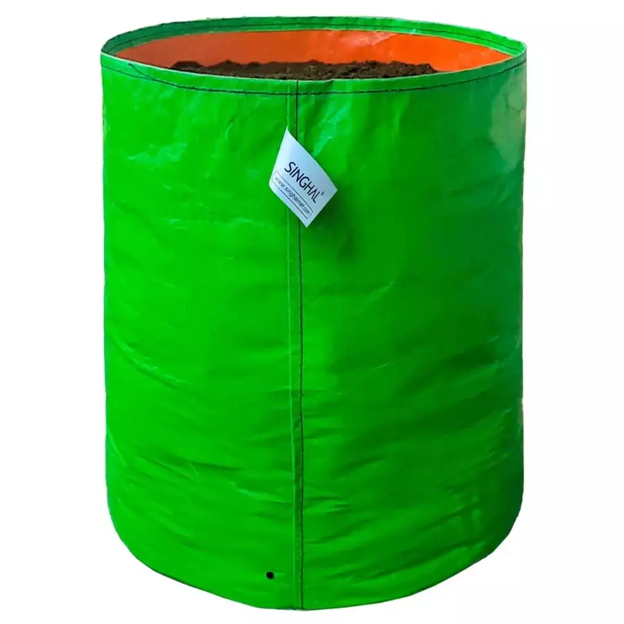 Singhal UV Protected Grow Bags HDPE Round Shape 260 GSM 12x12 inch Size Green, GB260GSM_12x12_P100 (Pack of 100 Pcs)
