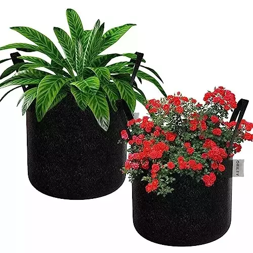 ORILEY Plant Growing Bag with Sturdy Handle Size 12x12 inch 300 GSM Round Black, OR-RGB-37 (Pack of 2)