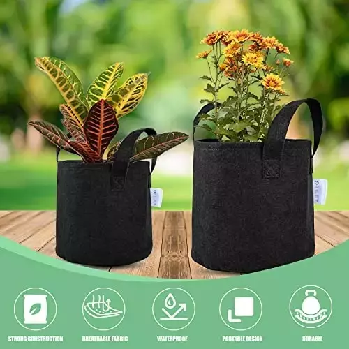 ORILEY Plant Growing Bag with Sturdy Handle Size 12x12 inch 300 GSM Round Black, OR-RGB-37 (Pack of 2)