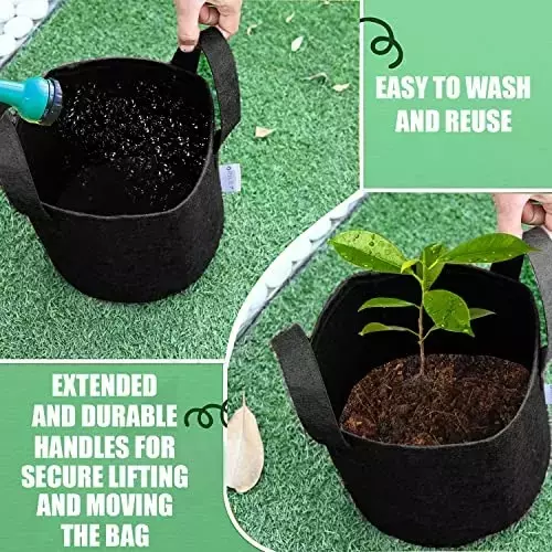 ORILEY Plant Growing Bag with Sturdy Handle Size 12x12 inch 300 GSM Round Black, OR-RGB-37 (Pack of 2)