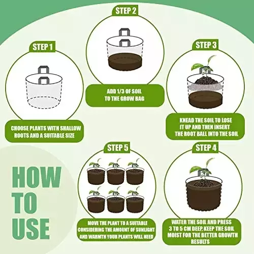 ORILEY Plant Growing Bag with Sturdy Handle Size 12x12 inch 300 GSM Round Black, OR-RGB-37 (Pack of 2)