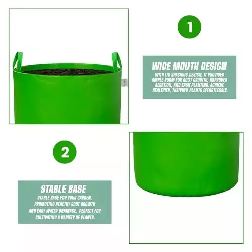 ORILEY Plant Growing Bag Size 15x12 inch 450 GSM Round with Handle Green, OR-HDPGB-187 (Pack of 20)