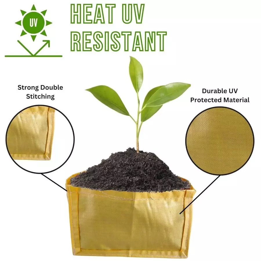 Singhal Plant Grow Bags 18x12x12 inch Yellow HDPE Rectangular (Pack of 10 Pcs)