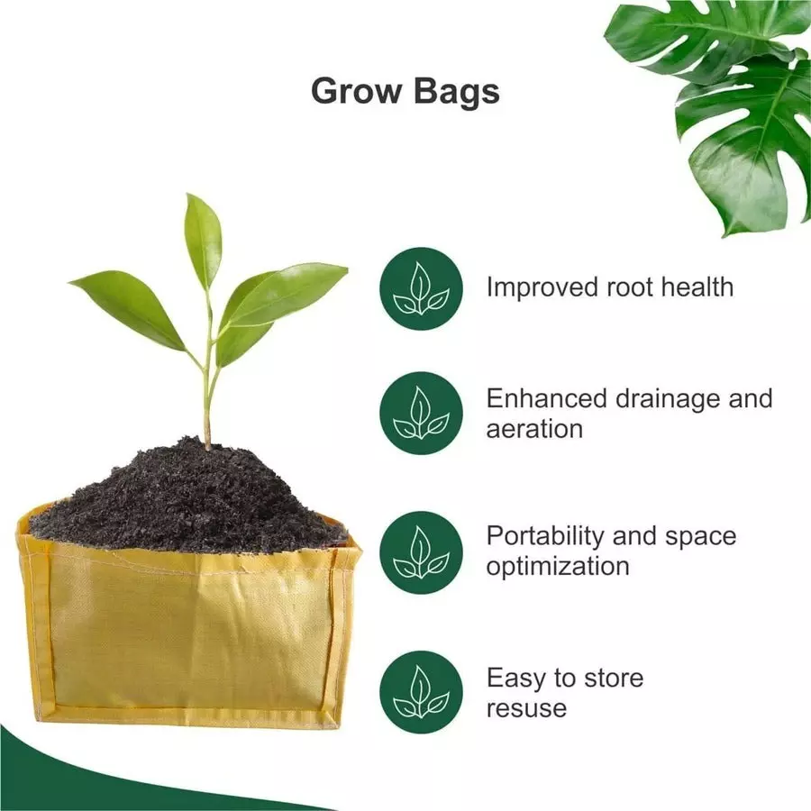 Singhal Plant Grow Bags 18x12x12 inch Yellow HDPE Rectangular (Pack of 10 Pcs)