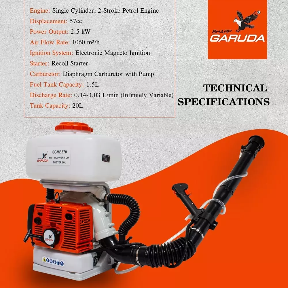 sharp-garuda-backpack-mist-blower-cum-duster-sprayer-20-l-tank-capacity-57cc-2-stroke-petrol-engine