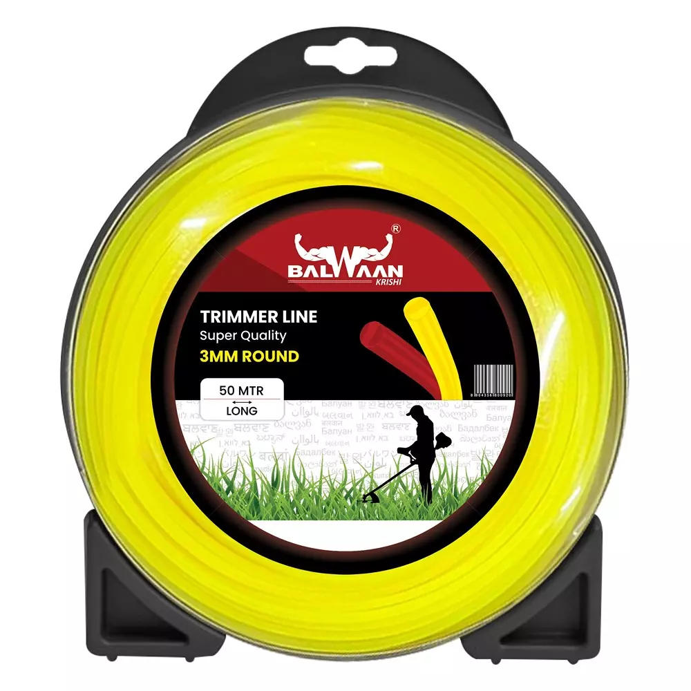 Balwaan Super Quality Brush Cutter Trimmer Line Round Nylon 50 m Length 3 mm Size Yellow, TLR-355