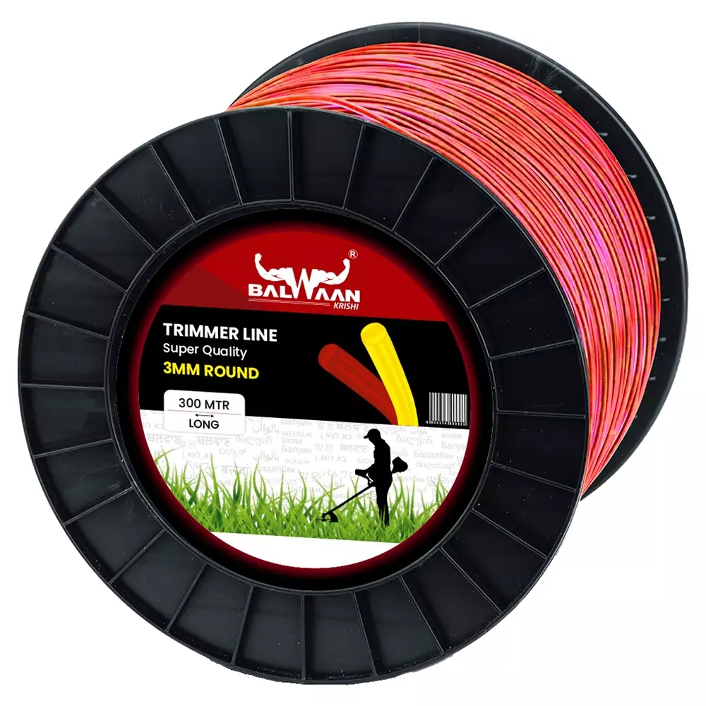 Balwaan Super Quality Brush Cutter Trimmer Line Square Nylon 300 m Length 3 mm Size Red, TLS-3300