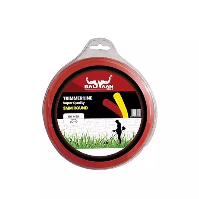 Balwaan 50 m Trimmer Line Made of Nylon, Round Shape and 3 mm Size, TLR-355 (Red)