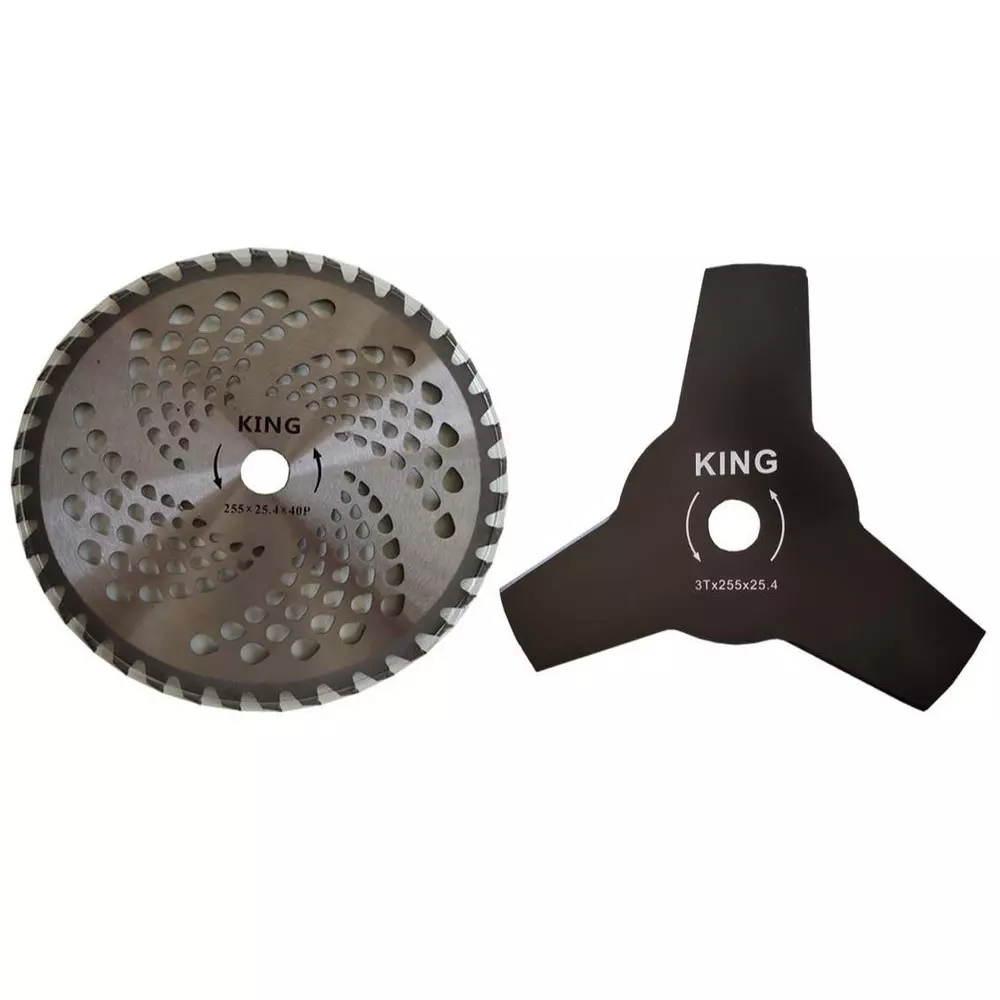 King 40 & 3 Teeth Brush Cutter Blade Set 10 inch (255 mm) Diameter and 25.4 mm Bore Size (Set of 2Pcs)