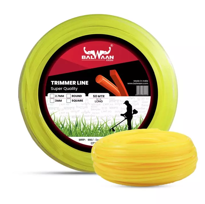 Balwaan Brush Cutter Trimmer Line Round Shape 3 mm Diameter 50 m Length Yellow for Farming & Gardening, TLR350(Yellow)
