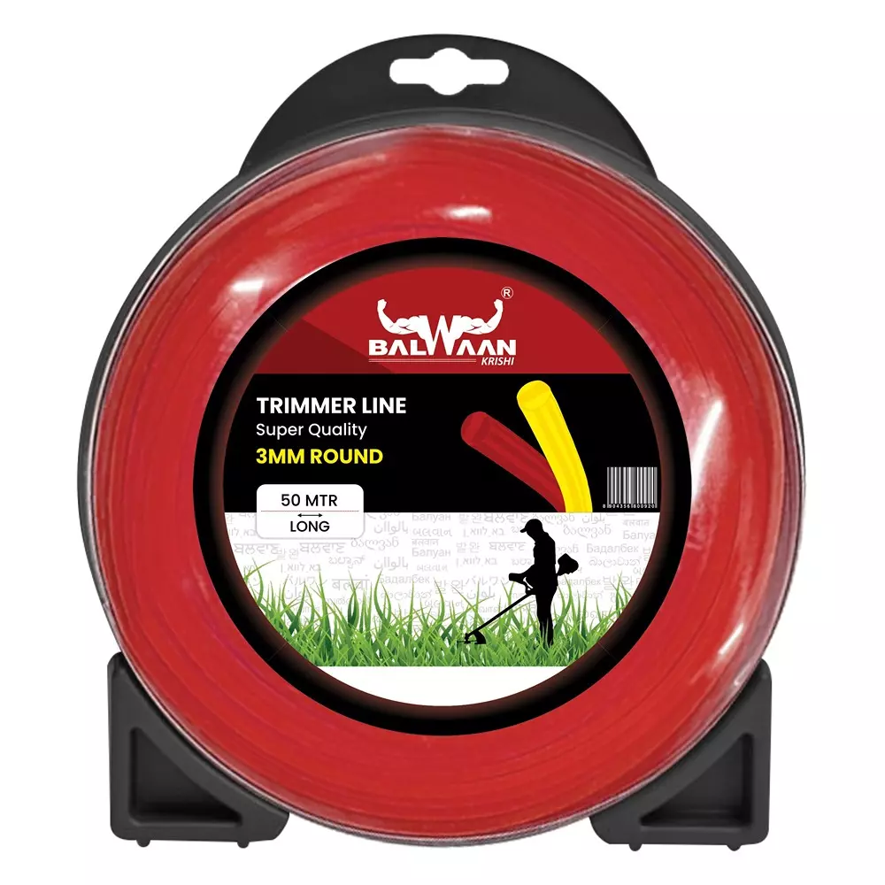 Balwaan Super Quality Brush Cutter Trimmer Line Round Nylon 50 m Length 3 mm Size Red, TLR-355