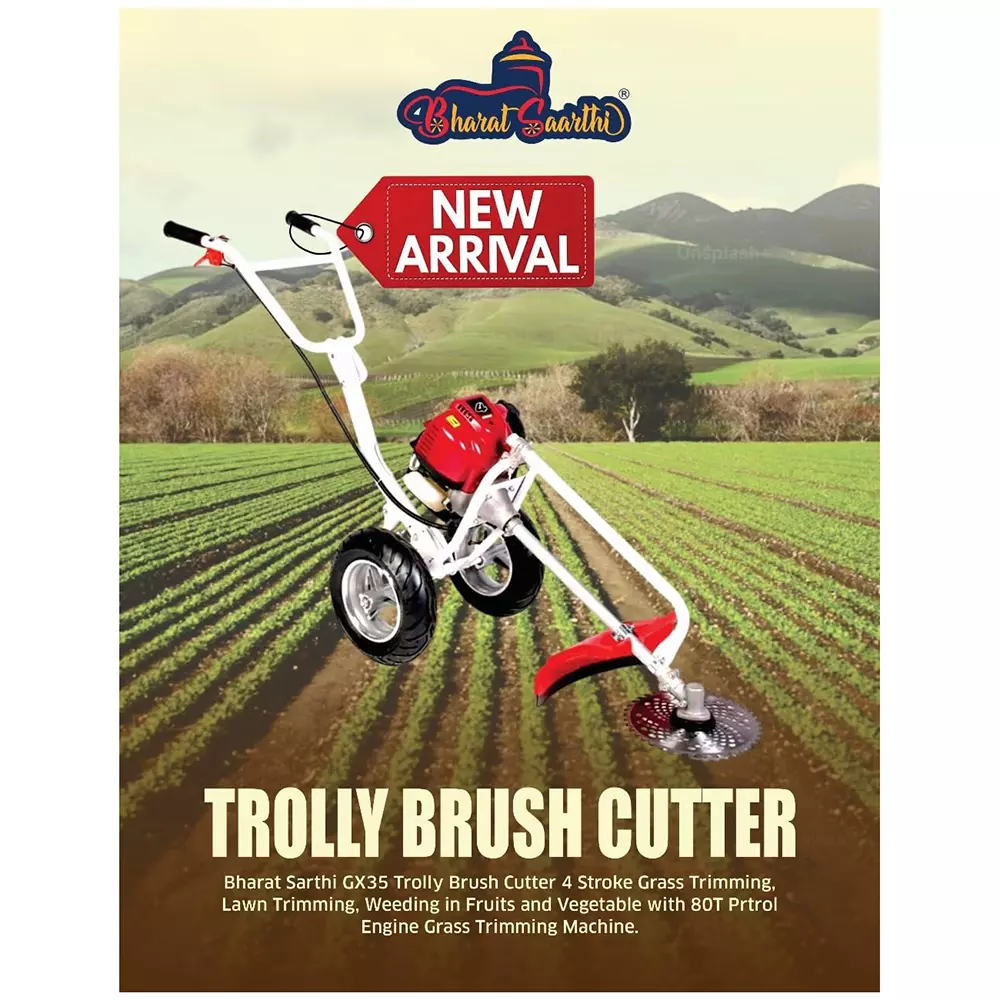 Bharat Saarthi Trolly Brush Cutter 4 Stroke Petrol, ‎BS-GX35